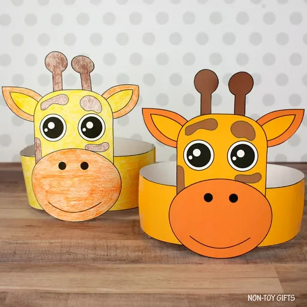 colored and black and white giraffe paper crown for kids