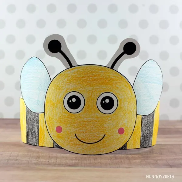 bee crown - coloring activity for kids