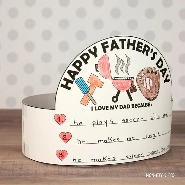 DIY paper hat for Father's Day: I love my dad because headband