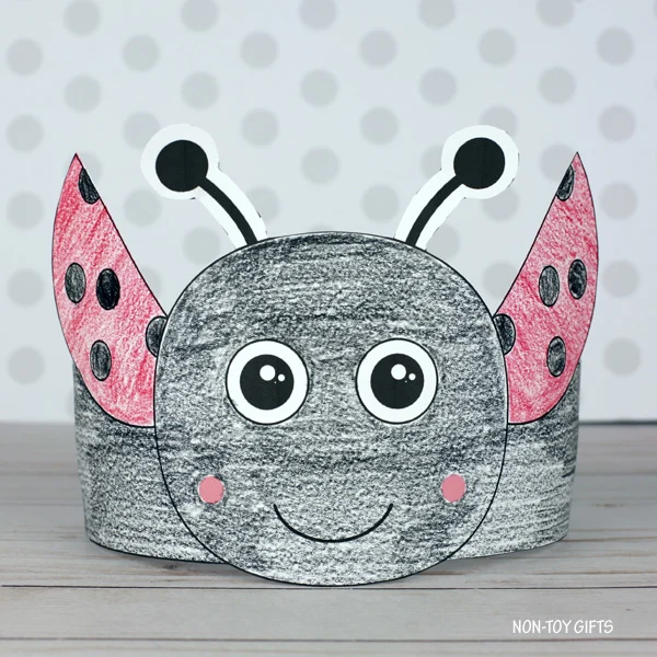 ladybug headband - spring coloring activity for kids
