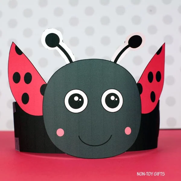 Easy insect paper hat for kids: ladybug headband