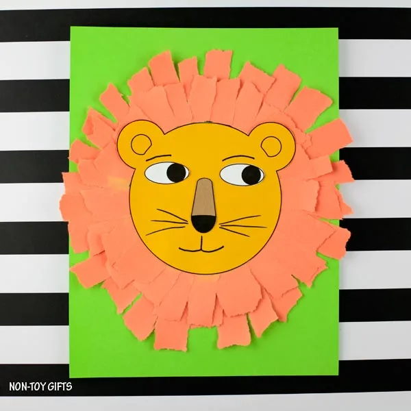 L is for lion - Torn paper lion craft