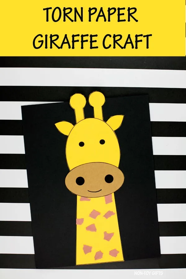 Torn paper giraffe craft for preschoolers and older kids