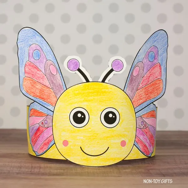 butterfly headband coloring craft for kids