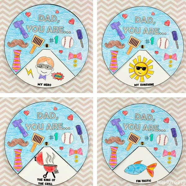 Easy Father's Day spinner craft for kids
