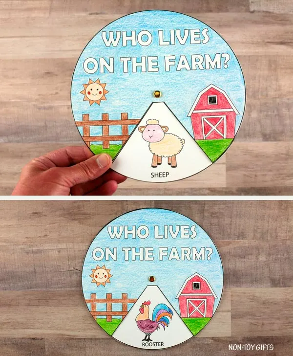 Easy Who lives on the farm spinner craft