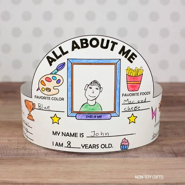 All about me paper hat craft printable