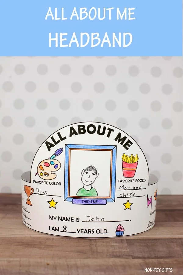 All about me paper hat - back to school activity