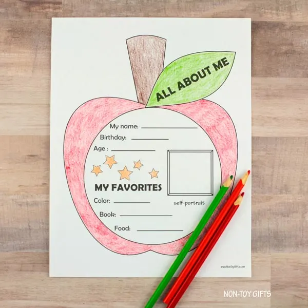 All about me apple coloring page