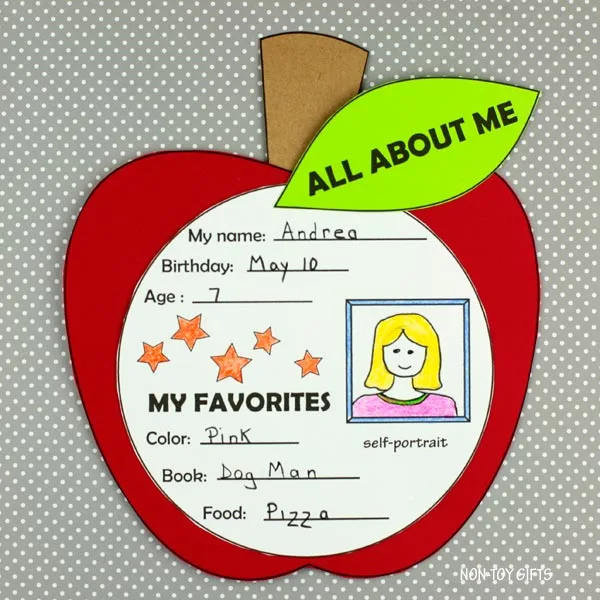 All about me apple craft for back to school
