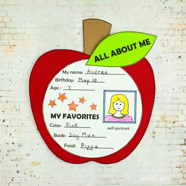 All about me apple craft for preschoolers and kindergartners