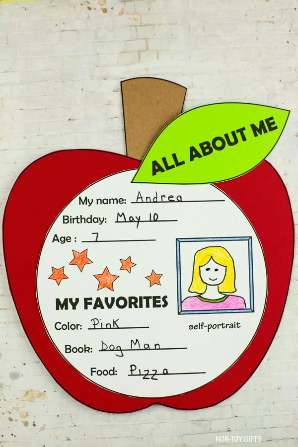 Back to school All about me apple craft