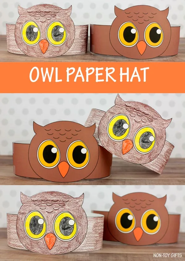 Owl paper hat for preschoolers and older kids