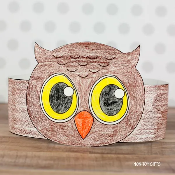 Black and white owl paper hat