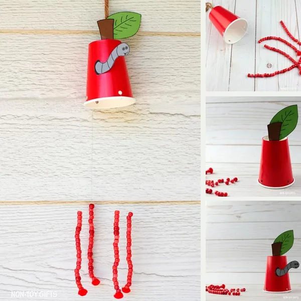 how to make a paper cup apple craft