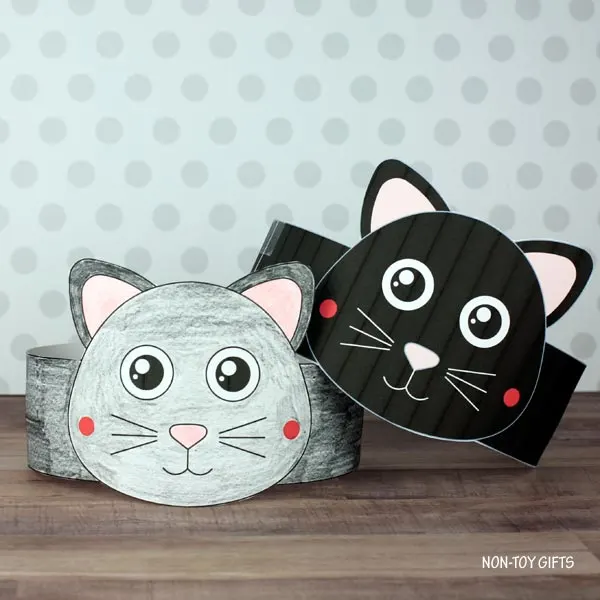 Easy Black cat paper hat for Halloween