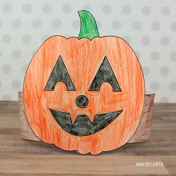 Halloween pumpkin paper hats for preschoolers and older kids