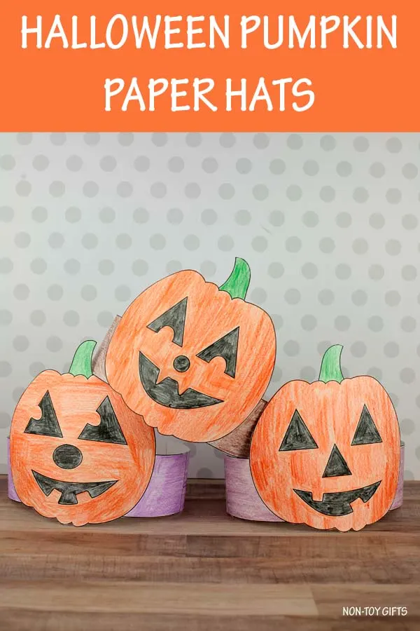 Halloween pumpkin paper hats for kids