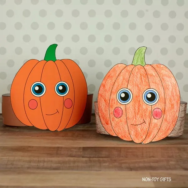 Pumpkin paper crowns for kids