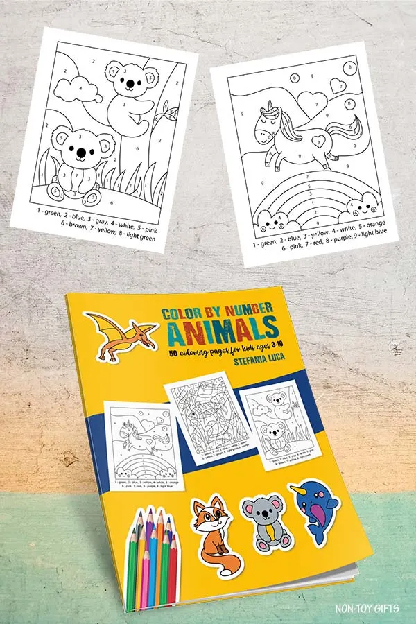 Animal color by number book for kids