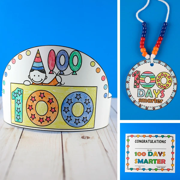 100 days of school headband, necklace and certificate