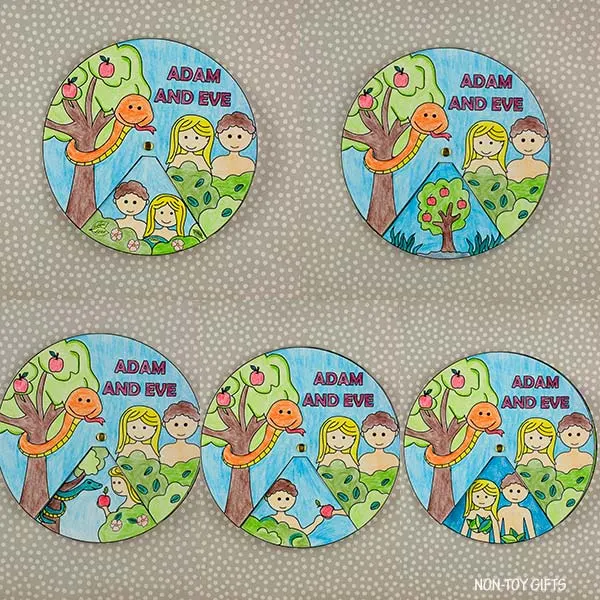 Adam and Eve spinner craft for kids