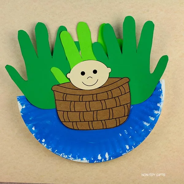 baby Moses handprint craft template