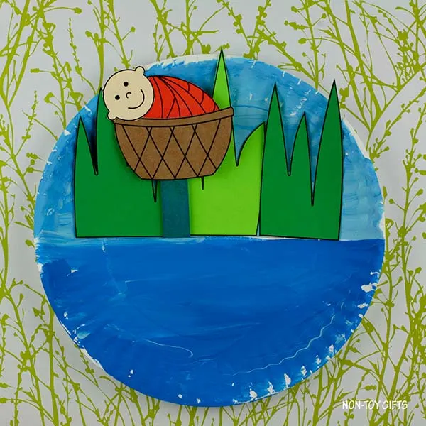 paper plate baby Moses interactive craft