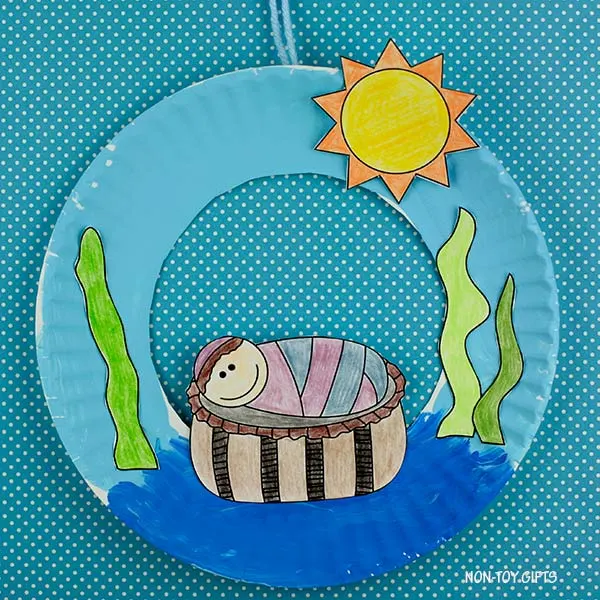 Baby Moses paper plate craft for preschoolers