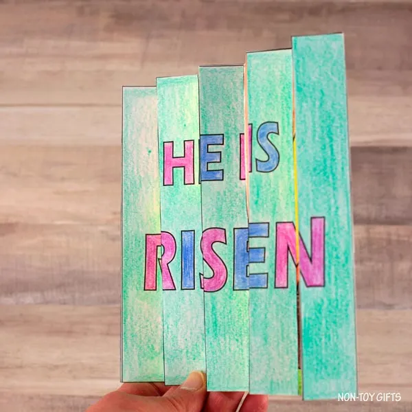 Easy Easter craft for kids: He Is Risen agamograph