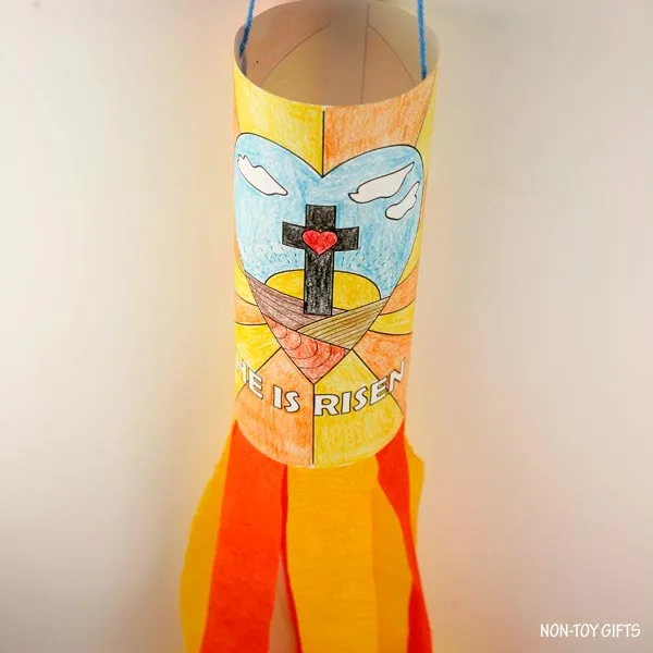Easy He Is Risen windsocks for kids to make for Easter Sunday School