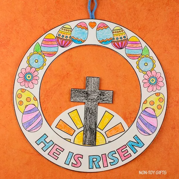 he Is Risen wreath craft printable for kids