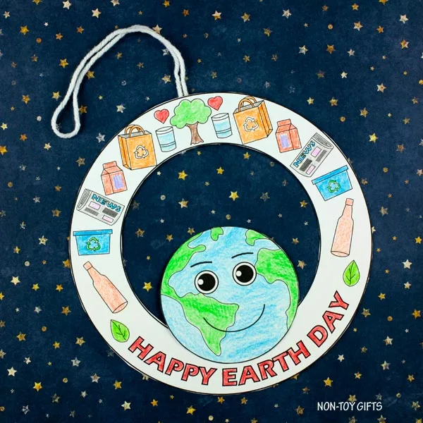 Earth Day coloring craft for kids