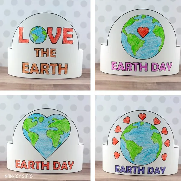 coloring paper hat for kids to make for Earth Day