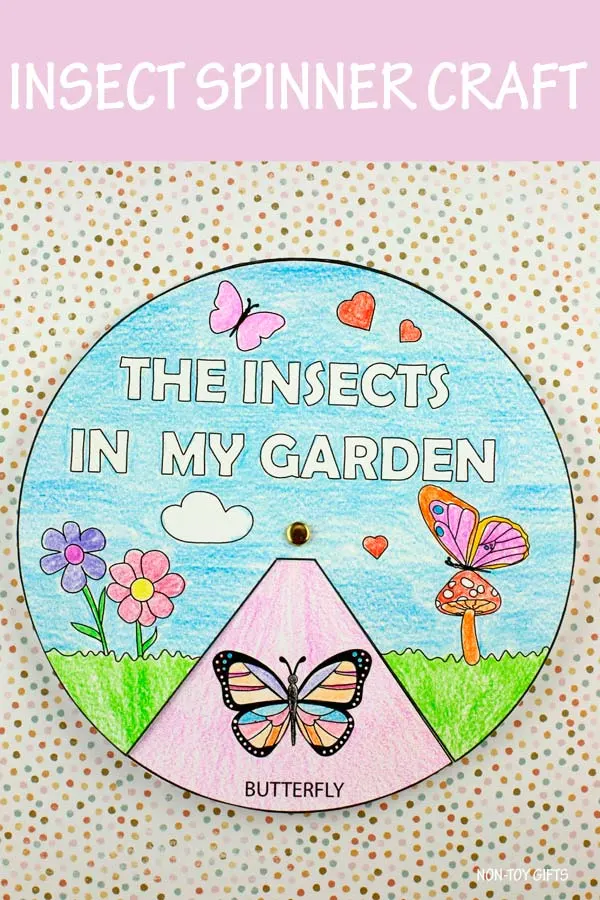 Coloring insect spinner craft for kids
