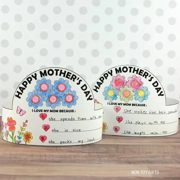 easy coloring paper hat for kids to make for mom for Mother's Day