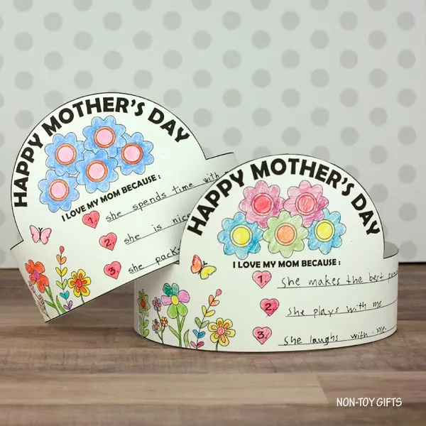 coloring and writing Mother's Day craft