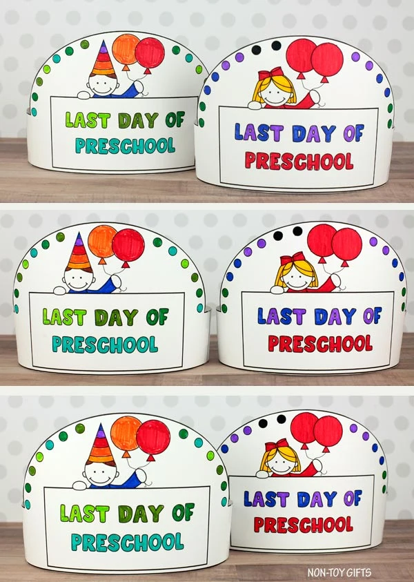 Last day of preschool paper hat with template