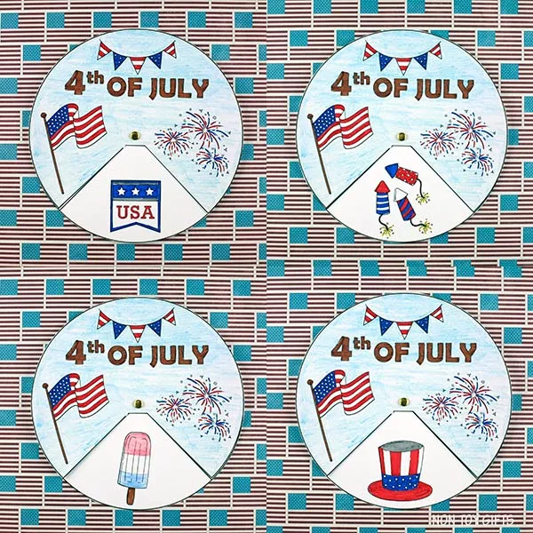 coloring 4th of July spinner craft for kids