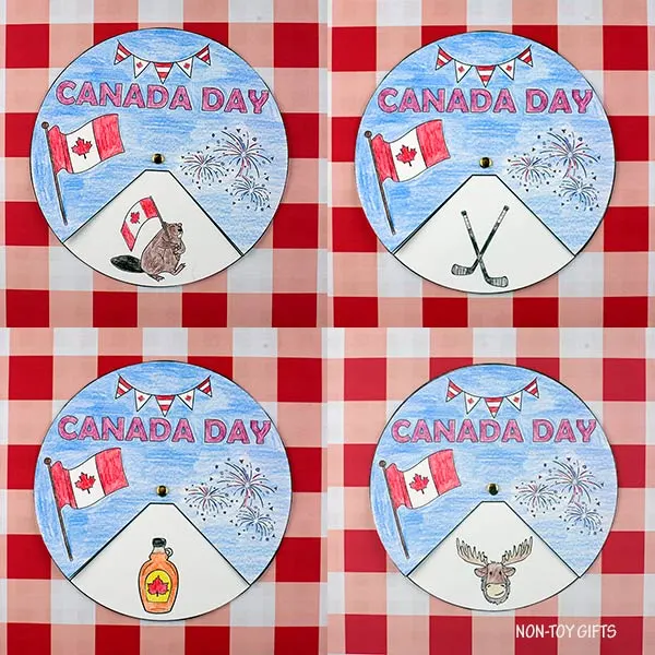 Canada Day spinner craft for preschoolers and older kids