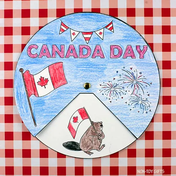 Canada Day spinner craft printable for kids