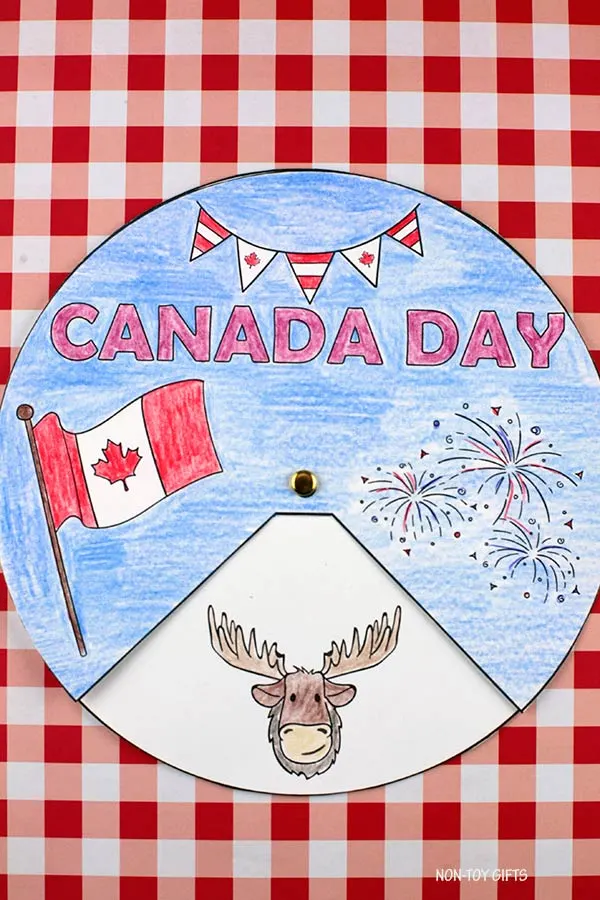 Canada Day spinner craft for kids
