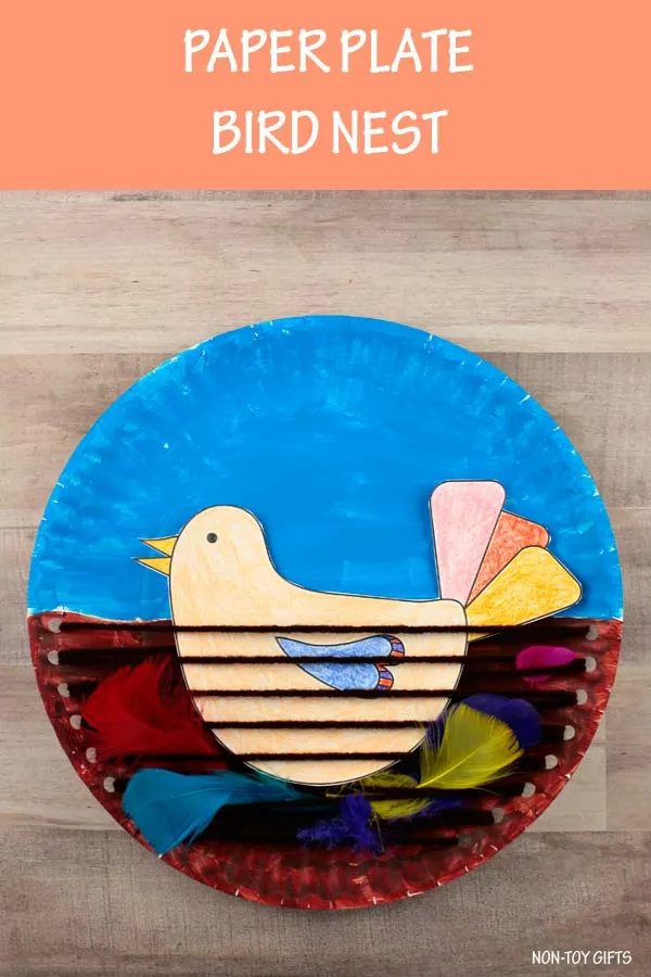 Paper plate bird nest craft for kids