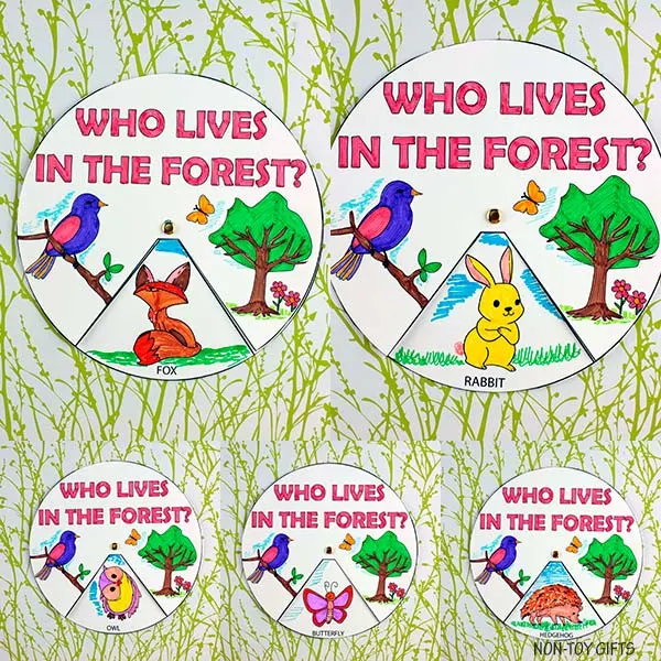 Who lives in the forest craft - easy coloring craft for preschoolers