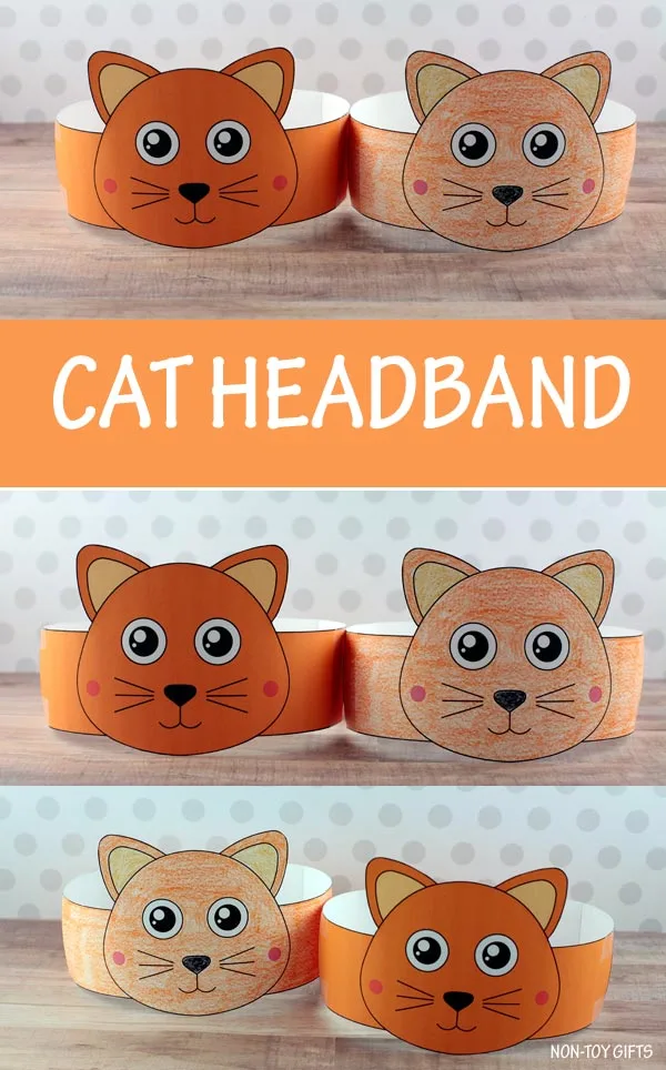 Cat headband for kids - coloring paper hat to make for a visit tot the farm