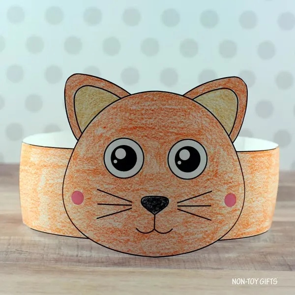 cat paper hat for kids to color