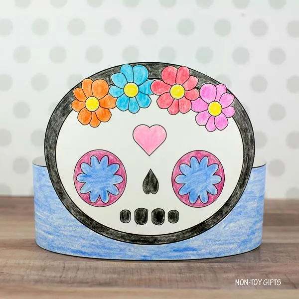 Day of the Dead coloring crown for preschoolers