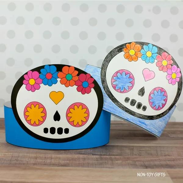 DIY Dia de los Muertos paper hats for kids