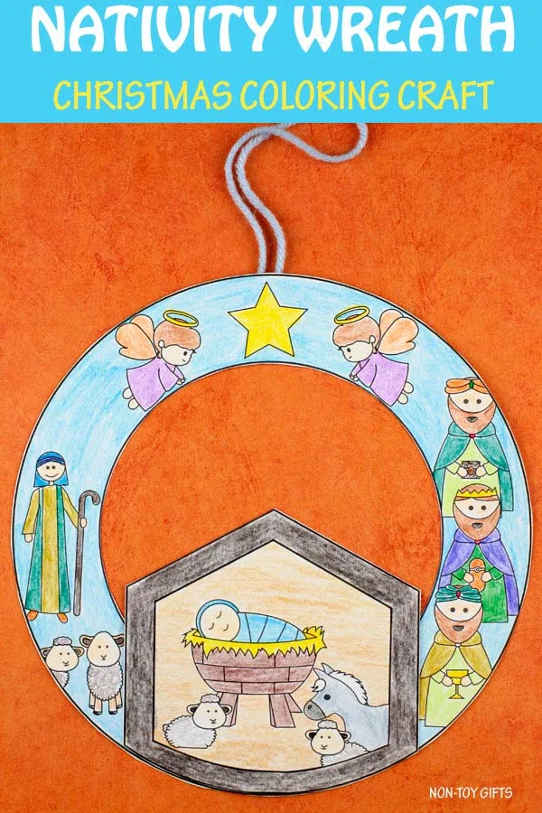 Nativity wreath craft for kids - with Template