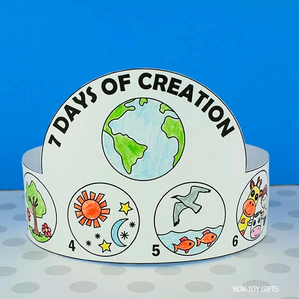 7 days of creation paper hat for kids